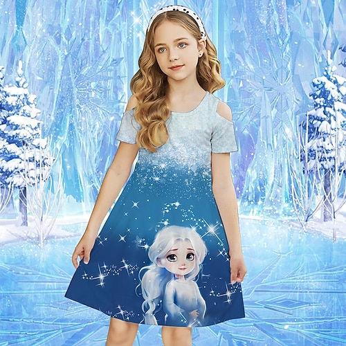 blue snowflake dress women Halloween Snowflake Print Ice Princess Costume Dress with Sweetheart Neckline and Adjustable Straps main image 0