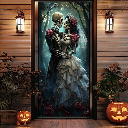  Διακοσμήσεις Halloween για πόρτες καλύμματα κρανίων ζευγαριού ταπισερί κουρτίνες διακόσμησης banner για την μπροστινή πόρτα διακόσμηση για φάρμα και εορταστικές εκδηλώσεις