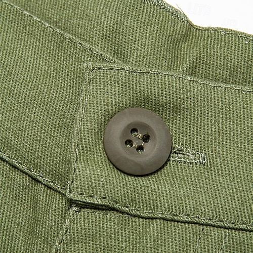  Homens Bermuda Cargo Calção Botões Bolso multi Tecido Vestível Curto Ao ar livre Diário Acampar e Caminhar Moda Clássico Verde Tropa Verde