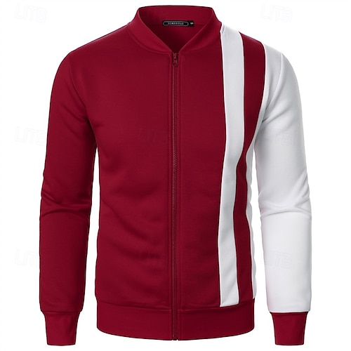 Pánské Mikina Mikina na zip Celorozepínací mikina Černá Bílá Fialová Námořnická modř Khaki Stojáček Barevné bloky Zapni Slátanina Sporty a outdoor Denní Dovolená Polyester Šik ven Základní Na běžn