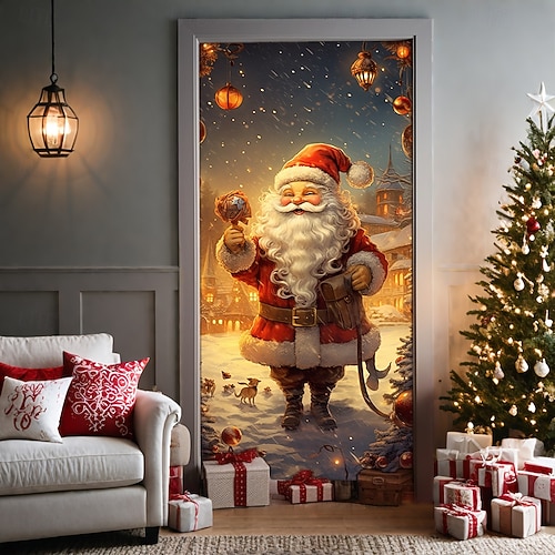  decorațiuni pentru uși de Crăciun huse pentru uși Crăciun Moș Crăciun livrează cadou tapiserie pentru ușă perdea de ușă decorare fundal banner ușă pentru ușa de la intrare, fermă, consumabile pentru