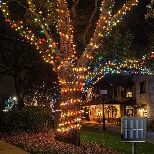 Kristallkugel Design Lichterkette Solar Lichterkette Außen – 11m, 60 Warmweiß-LEDs, 8 Modi, IP65 Wasserfest, Mit Kristallkugeln – Für Garten, Terrasse, Balkon & Feiern – Inkl. Fernbedienung