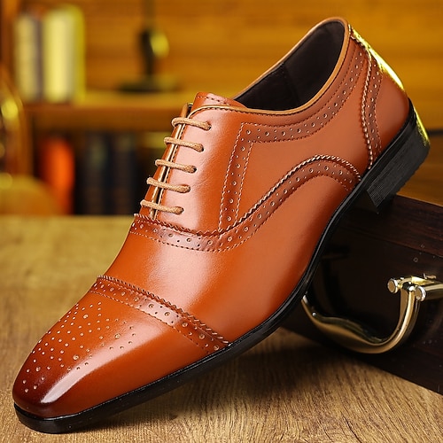 Men's Two-Tone Faux Leather Oxford Shoes - Classic Lace-Up Brogue Dress Shoes with Wingtip Design for Formal and Business Wear 2026 - $64.99 Men's Two-Tone Faux Leather Oxford Shoes - Classic Lace-Up Brogue Dress Shoes with Wingtip Design for Formal and Business Wear 2026 - $64.99