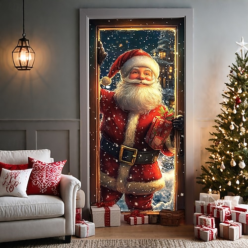  decorațiuni pentru uși de Crăciun huse pentru uși Crăciun Moș Crăciun livrează cadou tapiserie pentru ușă perdea de ușă decorare fundal banner ușă pentru ușa de la intrare, fermă, consumabile pentru