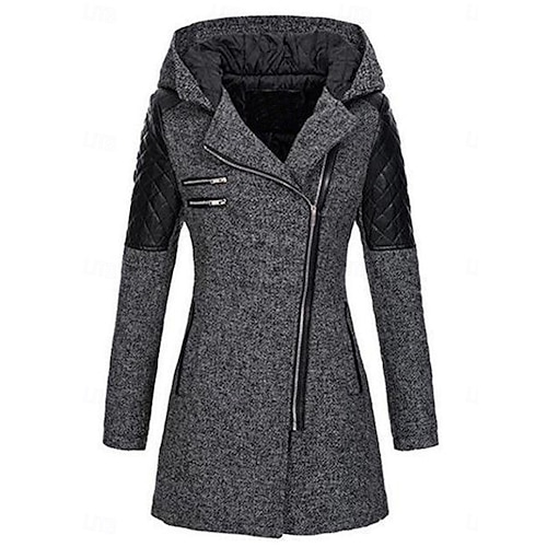 Damen Mantel Trenchcoat Strasse Freizeitskleidung Urlaub Herbst Winter Lang Mantel Regular Fit warm halten Atmungsaktiv Stilvoll Brautkleider schlicht Streetstyle Jacken Langarm Glatt Mit Taschen