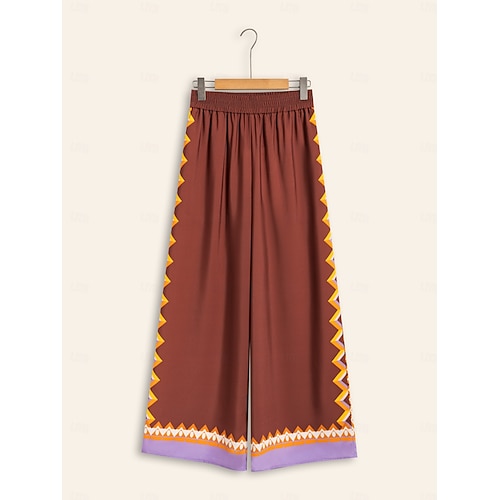  pantaloni larghi e larghi in stile bohemia marrone