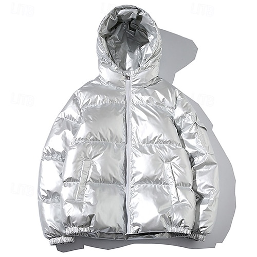 Herren Wintermantel puffer jacket Gefütterte Jacke Tasche Polyester Freizeitskleidung Verabredung Urlaub Standard Modisch Brautkleider schlicht Komfortabel warm Herbst Winter Solide / einfarbig