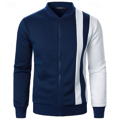  Pánské Mikina Mikina na zip Celorozepínací mikina Černá Bílá Fialová Námořnická modř Khaki Stojáček Barevné bloky Zapni Slátanina Sporty a outdoor Denní Dovolená Polyester Šik ven Základní Na běžn