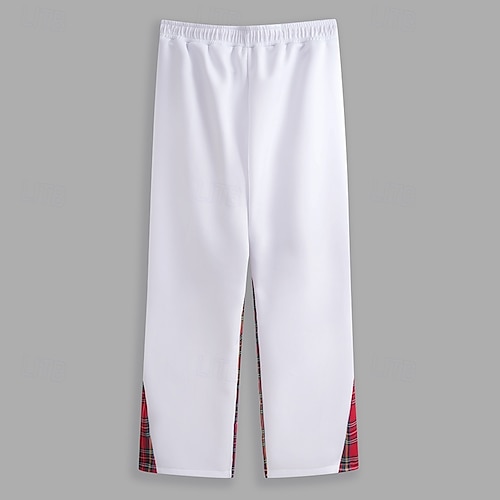  Hombre Pantalones de Deporte Persona que practica jogging Pantalones Correa Cintura elástica Pierna recta Plaid Retazos Comodidad Transpirable Navidad Diario Festivos Deportes Moda Negro Blanco