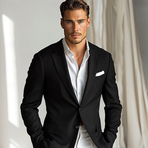 Hombre Trajes Exterior Deporte Casual Bolsillo Diario Primavera & Otoño POLY Color sólido Botones Bolsillo Mantiene abrigado Filtro Solar Botonadura Doble Chaqueta de sport Negro Lila Gris Ligero