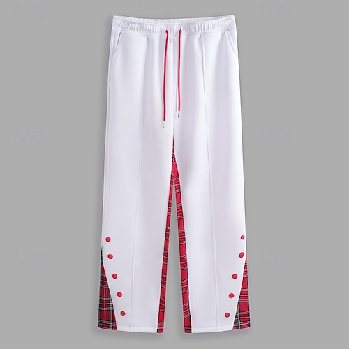  Hombre Pantalones de Deporte Persona que practica jogging Pantalones Correa Cintura elástica Pierna recta Plaid Retazos Comodidad Transpirable Navidad Diario Festivos Deportes Moda Negro Blanco