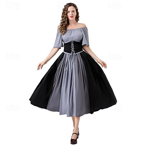 Vintage Inspired Medieval Dress Masquerade Cosplay Patchwork Collarless  Fancy Dress Women's Celtic Pirate Fantasy Halloween Casual Daily Party /  Cocktail Adults' Dress Legguards All Seasons 2026 - CAD $66.99