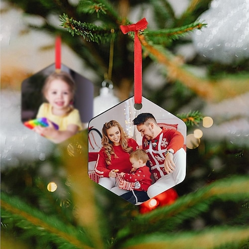  Gepersonaliseerde Foto Kerst Ornamenten Houten Aangepaste Afbeelding Kerstboom Ornamenten Kerst Decoratie Hangende Hanger Cadeaus