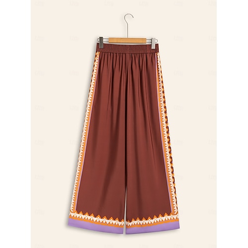  pantaloni larghi e larghi in stile bohemia marrone