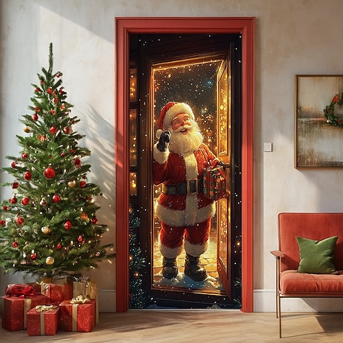  decorațiuni pentru uși de Crăciun huse pentru uși Crăciun Moș Crăciun livrează cadou tapiserie pentru ușă perdea de ușă decorare fundal banner ușă pentru ușa de la intrare, fermă, consumabile pentru