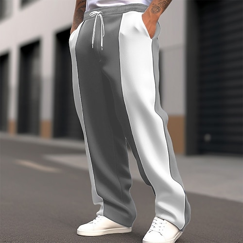 

Men's Sweatpants Wide Leg Sweatpants Trousers Patchwork Pocket Drawstring Color Block Comfort Sports Outdoor Daily Fashion Casual Black Blue Micro-elastic