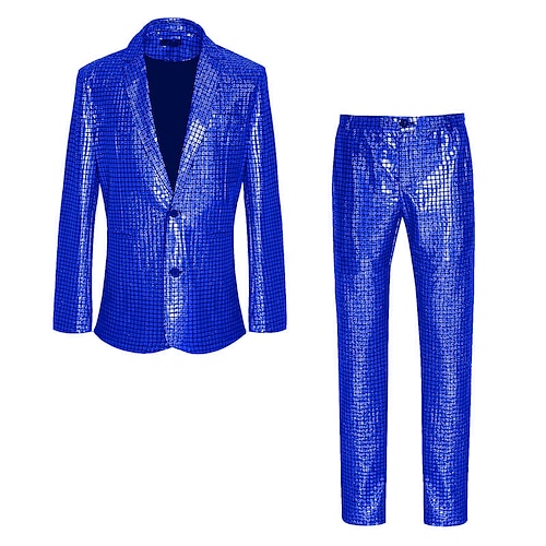 

Disco 1980s Pants Outfits Suits & Blazers Lapel Collar Blazer Disco Men's Sequins Masquerade Performance Party Club Coat