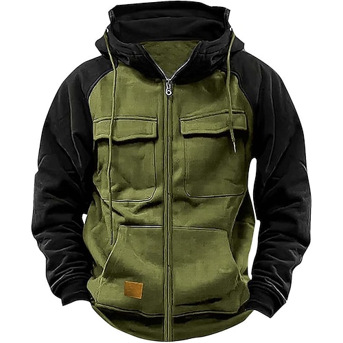 

Men's Hoodie Full Zip Hoodie Tactical Hoodie Wine Red Black Pink Army Green Blue Hooded Plain Tactical Sports & Outdoor Daily Streetwear Cool Casual Winter Spring & Fall Clothing Apparel Hoodies