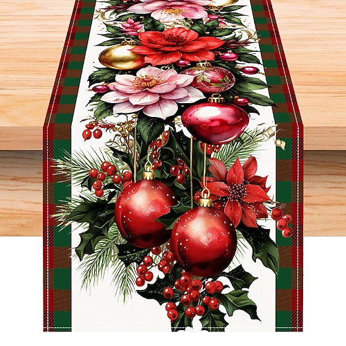 

Christmas Table Runner Festive Holiday Decor Elegant Seasonal Tabletop Accent Perfect for Holiday Gatherings and Dining