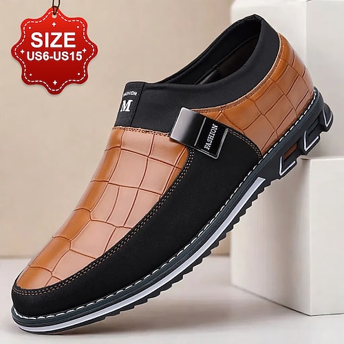 

Men's Crocodile Pattern Faux Leather Slip-On Loafers - Stylish Casual Shoes with Comfortable Sole for Daily Wear