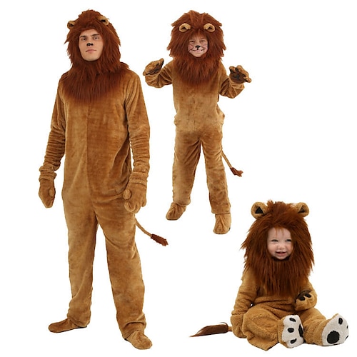 

Fantasia animale Leone Vestiti Carnevale Costumi della famiglia del gruppo di Halloween Per bambini Per adulto Per uomo Per donna Da ragazzo Costume divertente Feste Mascherata Costume di Carnevale