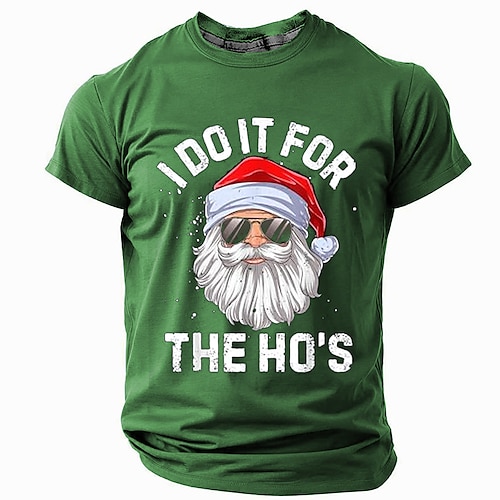 

Christmas Men's Funny Christmas 3D T-shirts Santa Claus Fashion Athleisure 3D Print Tee Party Street Light Blue Black Light Green Short Sleeve Crew Neck Summer Spring Clothing Apparel S M L XL