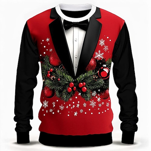 

Christmas Men's Christmas Costume 3D Sweatshirts Merry Fashion 3D Printing Party Holiday Yellow Red Long Sleeve Crew Neck Crewneck 3D Print Winter Spring & Fall Designer shirt