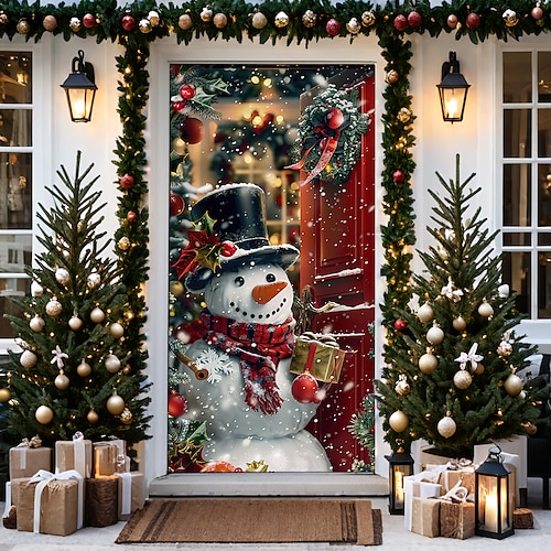 

decorações de porta de natal capas de porta boneco de neve tapeçaria de porta cortina de porta decoração pano de fundo porta banner para porta da frente casa de fazenda festa de férias decoração