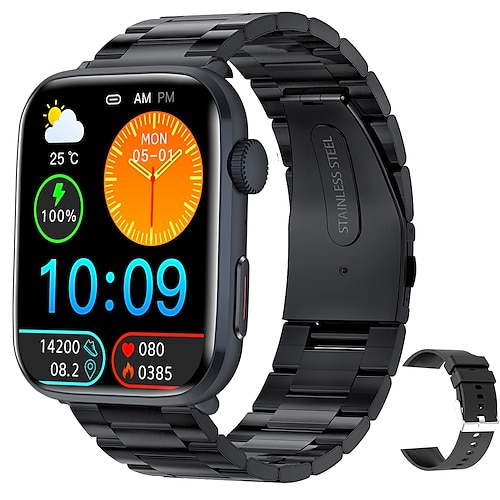 

iMosi T90 Smart Watch 1.91 inch Smartwatch Fitness Running Watch Bluetooth Temperature Monitoring Pedometer Call Reminder Compatible with Android iOS Women Men Hands-Free Calls Waterproof Media