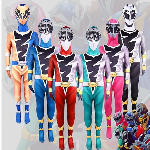 

Power Rangers Kishiryu Sentai Ryusoulger Bodysuits Men's Women's Boys Movie Cosplay Costumes Masquerade Performance Party