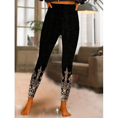 

Women's Culottes Wide Leg Graphic High Waist Full Length Black Gold Fall