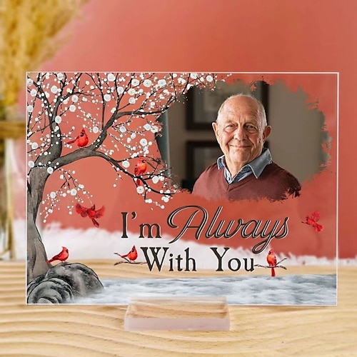 

Personalized Acrylic Photo Plaque with Base,Custom Memorial Gifts Missing You Photo Frames Plaque I'm Always With You Picture Frame - Memory of Mother, Father, Grandma, Grandpa 2015cm (8""6"")