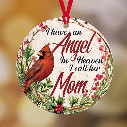 Christmas In Heaven Acrylic Heart-shaped Christmas Ornament (v