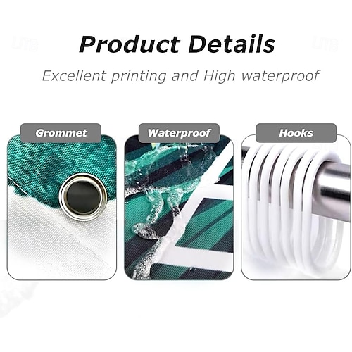  Personalized Photo Shower Curtain with 12 Hooks- Custom Bathroom Decor Fabric Waterproof Washable Upload Your Image Photo Picture for Bathroom Hotel