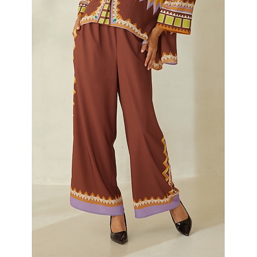  pantaloni larghi e larghi in stile bohemia marrone