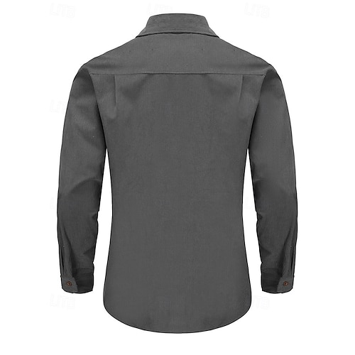  Miesten Button Up paita Rento paita Vakosamettipaita Sininen Ruskea Harmaa Pitkähihainen Yhtenäinen väri Kauluskäänne Katu Päivittäin Tasku Vaatetus Lämmin Muoti Katutyyli Ulkoilma