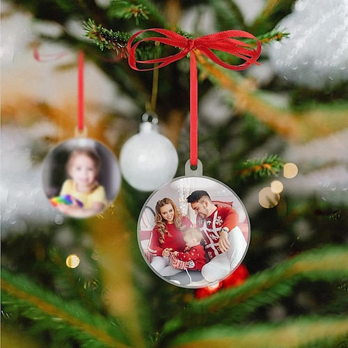  Gepersonaliseerde Foto Kerstornamenten Hout Aangepaste Afbeelding Kerstboom Ornamenten Kerstdecoratie Hangpendant Cadeaus
