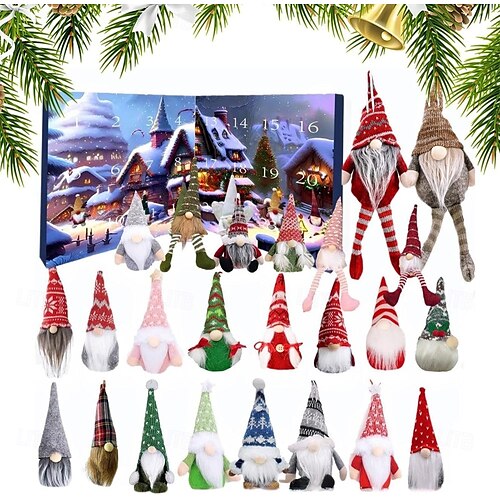  Christmas Gnome Advent Calendar 2024, 24 Pieces Gnome Decor Ornaments Christmas Countdown Xmas Advent Calendar,Dwarf Ornaments , Christmas Vacation Advent Calendar Ornament for Kids