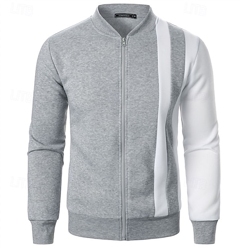  Pánské Mikina Mikina na zip Celorozepínací mikina Černá Bílá Fialová Námořnická modř Khaki Stojáček Barevné bloky Zapni Slátanina Sporty a outdoor Denní Dovolená Polyester Šik ven Základní Na běžn