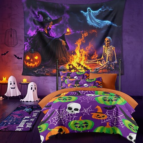 Halloween Decorations Blacklight Tapestry UV Reactive Glow in the