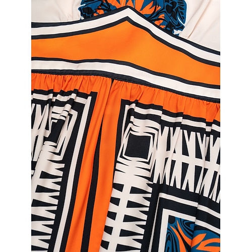  satijnen geometrische bohemien v-hals maxi-jurk