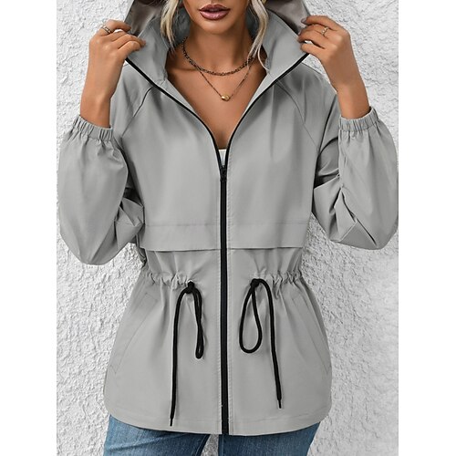 Damen Freizeitjacke Outdoor Strasse Freizeitskleidung Herbst Winter Standard Mantel Regular Fit Wasserdicht Windundurchlässig Atmungsaktiv Stilvoll Brautkleider schlicht Jacken Langarm Glatt Mit