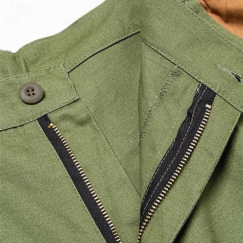  Homens Bermuda Cargo Calção Botões Bolso multi Tecido Vestível Curto Ao ar livre Diário Acampar e Caminhar Moda Clássico Verde Tropa Verde