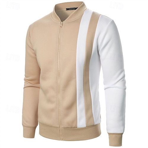  Pánské Mikina Mikina na zip Celorozepínací mikina Černá Bílá Fialová Námořnická modř Khaki Stojáček Barevné bloky Zapni Slátanina Sporty a outdoor Denní Dovolená Polyester Šik ven Základní Na běžn