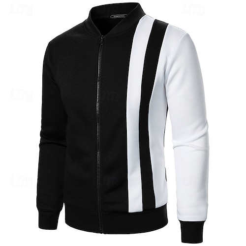 Pánské Mikina Mikina na zip Celorozepínací mikina Černá Bílá Fialová Námořnická modř Khaki Stojáček Barevné bloky Zapni Slátanina Sporty a outdoor Denní Dovolená Polyester Šik ven Základní Na běžn