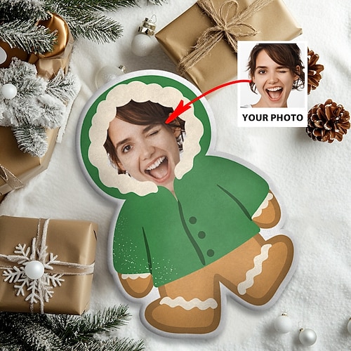  Irregular Christmas Cushions & Pillows Personalized Gift Photo Gingerbread Custom Gift Ideas in Various Sizes with Insert