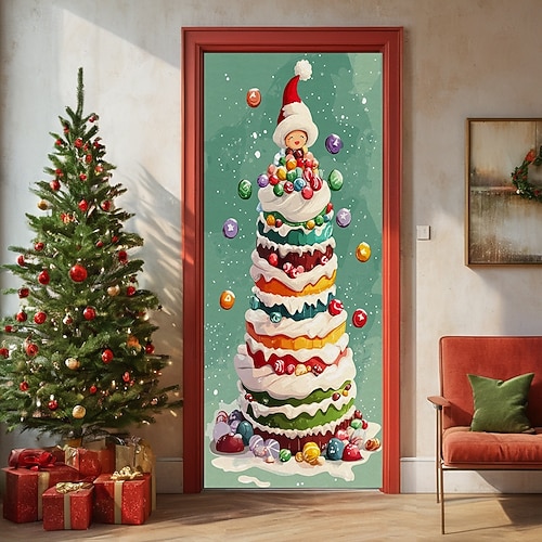  bannière de noël décorations de porte de Noël, couvertures de porte, tapis de porte avec feu d'artifice, , décoration, toile de fond, bannière de porte pour porte d'entrée, décoration de fête de fin