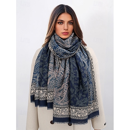 écharpe surdimensionnée à imprimé cachemire vintage pour femme - châle doux et chaud pour l'hiver, tenue décontractée et formelle