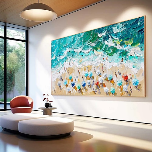  dipinto a olio originale fatto a mano su tela per feste estive sulla spiaggia, arte murale astratta per la decorazione della casa con cornice allungata/senza cornice interna