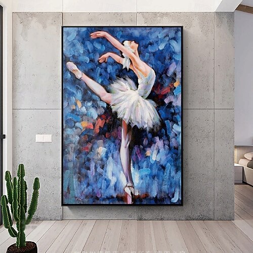 絵画 。壁掛け絵原画手描き【部屋の中で花瓶を片付ける少女とバレエを踊る黒猫】 絵画 。壁掛け絵原画手描き【部屋の中で花瓶を片付ける少女と